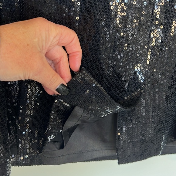 TAHARI ASL SEQUINED DRESS CINCHED SLEEVES ~ SIZE 14 - Picture 6 of 10